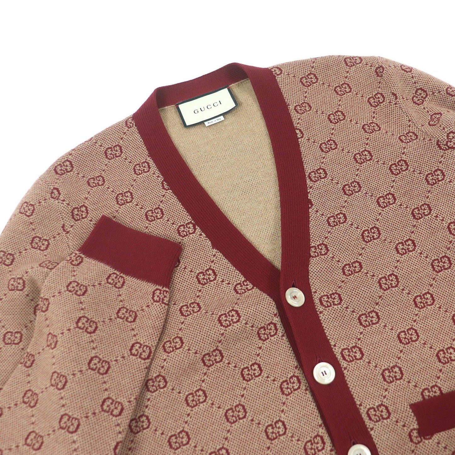 GUCCI sweater 572631 Main: 78% wool, Main: 22% cotton, Part: 94% cotton, Part: 5% nylon, Part: 1% polyurethane Bordeaux mens S