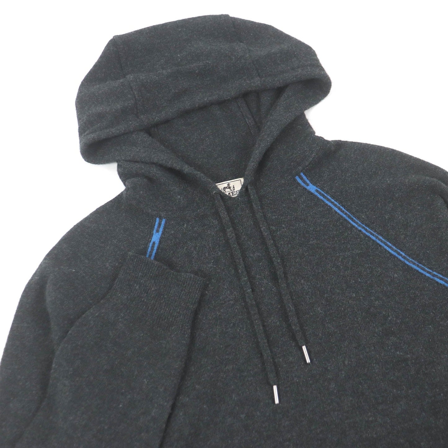 HERMES Hoodie Main: 70% wool, Main: 30% cashmere Dark gray mens S