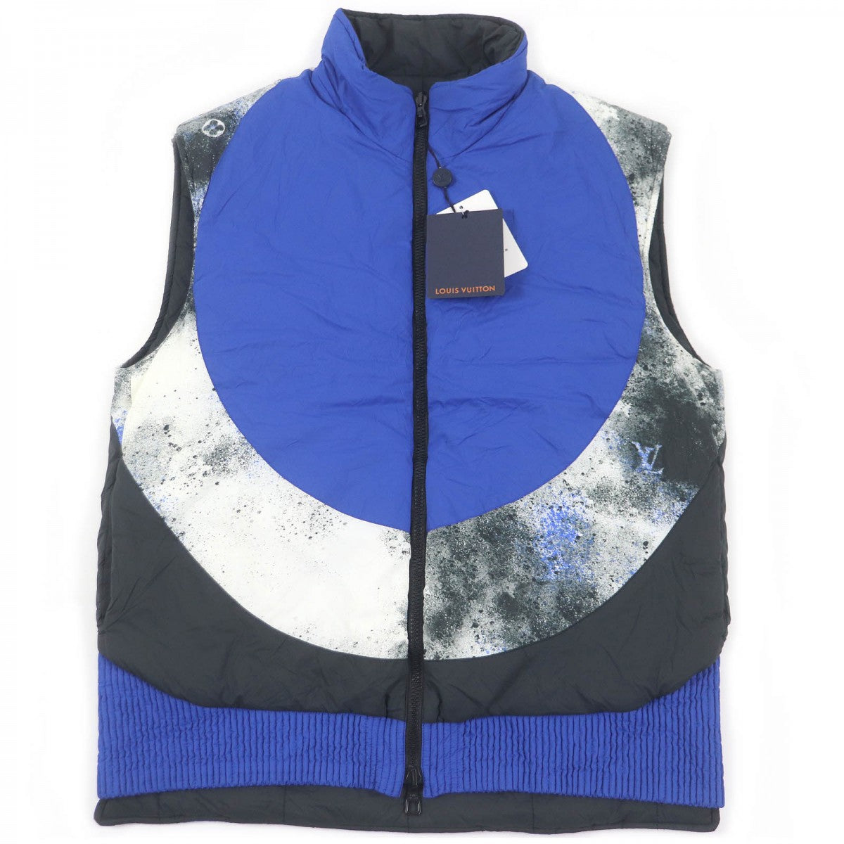 LOUIS VUITTON Vest Main: 100% nylon, Filling: 75% nylon, Filling: 25% cotton, Part: 100% nylon Black blue mens 46