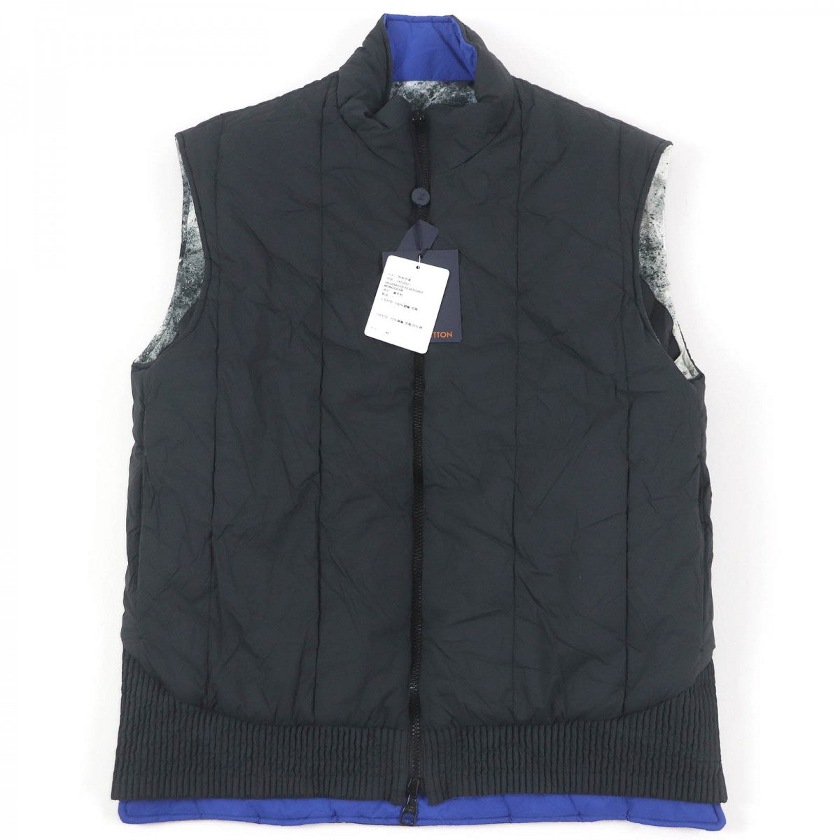 LOUIS VUITTON Vest Main: 100% nylon, Filling: 75% nylon, Filling: 25% cotton, Part: 100% nylon Black blue mens 46