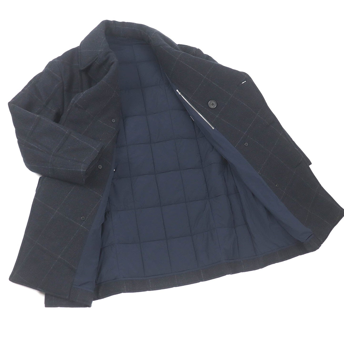 HERMES Chester coat Outer: 90% wool, Outer: 10% cashmere, Lining: 80% nylon, Lining: 20% polyurethane, Filling: 84% polyester Navy mens 48