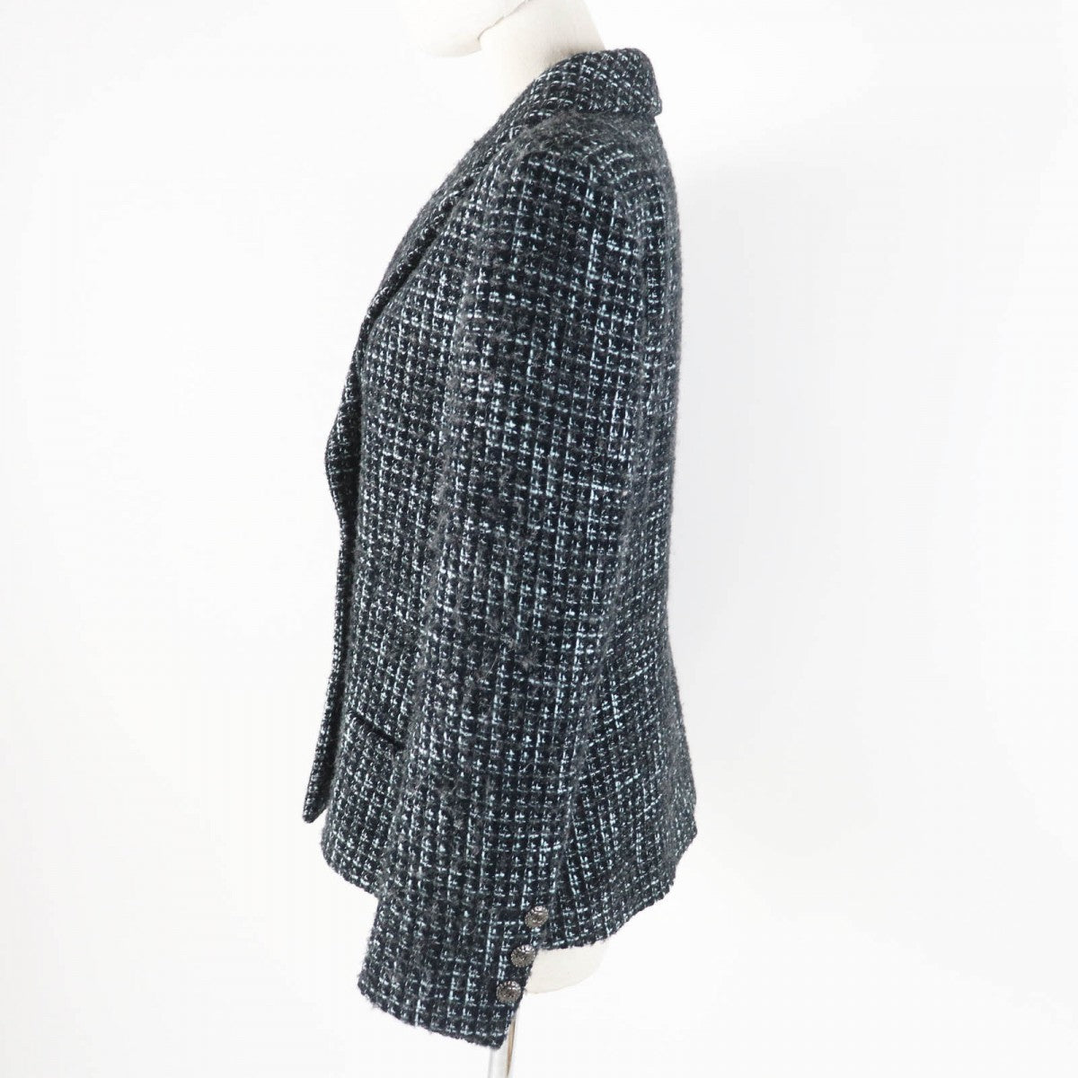 CHANEL tailored jacket 22B P73315 Outer material: 67% cotton, Outer material: 14% polyamide (nylon), Outer material: 13% wool, Outer material: 3% alpaca, Outer material: 3% polyester black turquoise Women 38