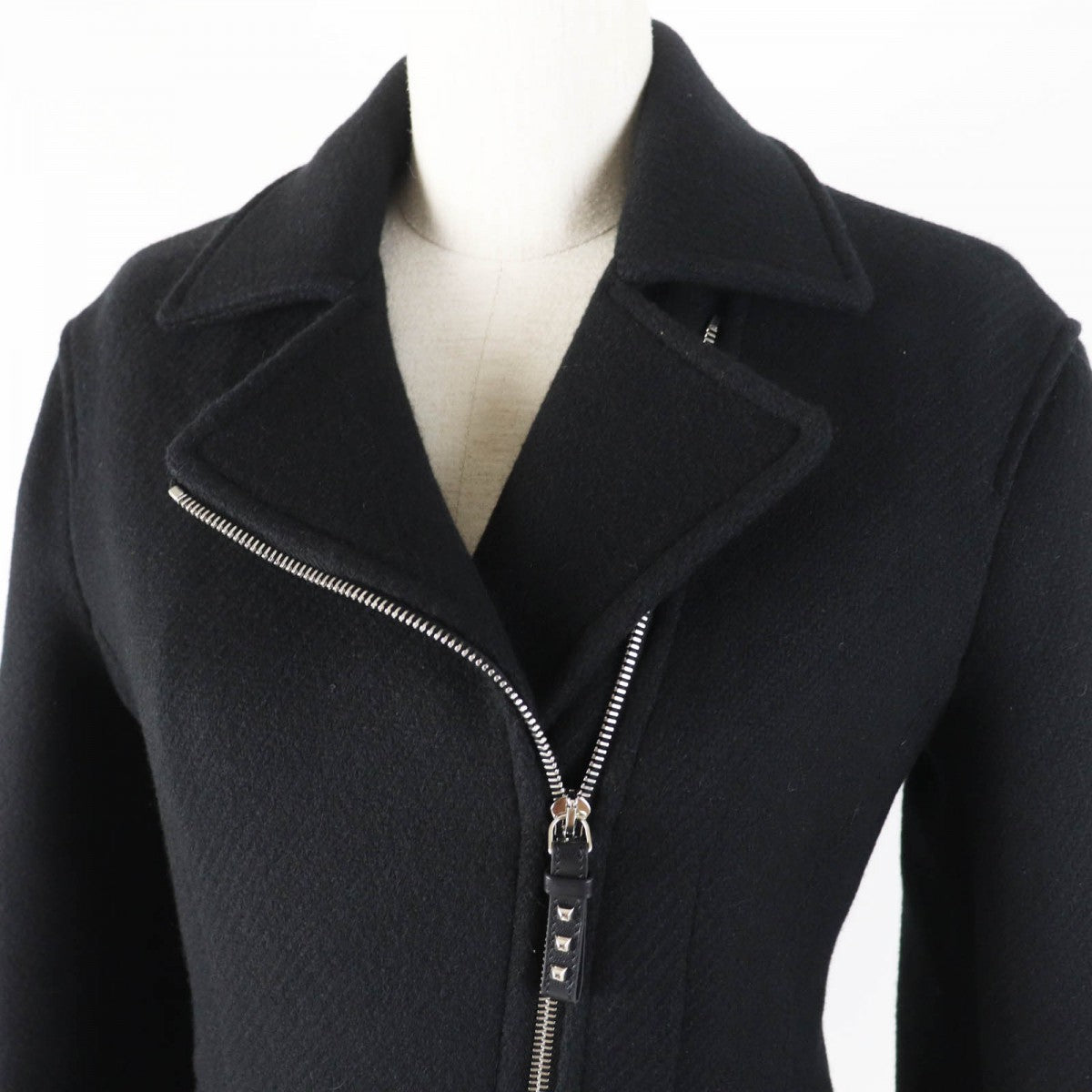 HERMES Jacket 3H0208DW Outer: 100% cashmere, Leather: Sheepskin, Filling: 55% cashmere, Filling: 45% polyester, Lining: 100% polyester black Women 34