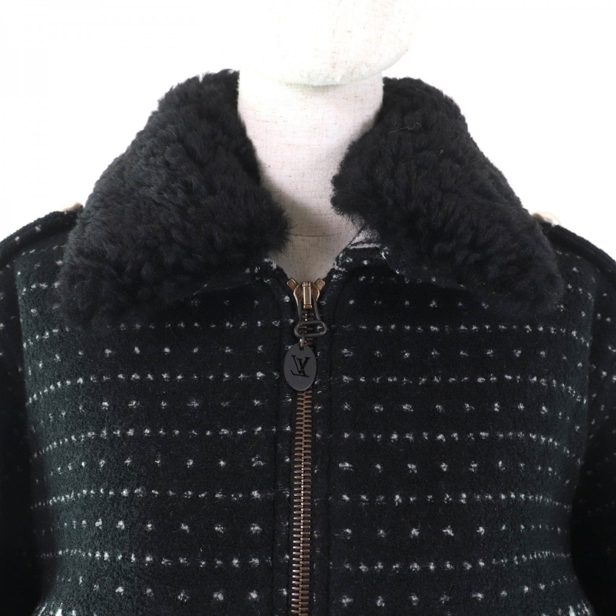 LOUIS VUITTON Jacket Outer: 93% wool, Outer: 7% nylon, Lining: 32% polyester, Lining: 30% rayon, Lining: 27% cupra, Part: 11% nylon, 1% polyurethane black Women 34