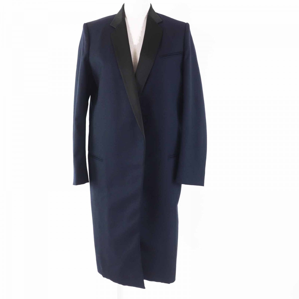 CELINE coat 2 8H28/5065 Main: 100% wool, part: 76% polyester, part: 24% silk, lining: 100% silk Navy black Women 34