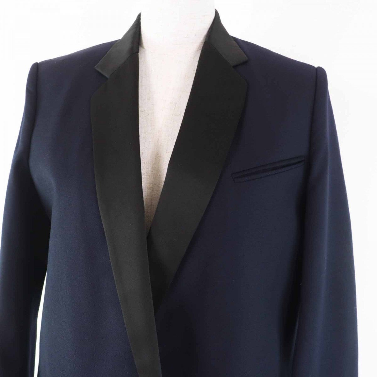 CELINE coat 2 8H28/5065 Main: 100% wool, part: 76% polyester, part: 24% silk, lining: 100% silk Navy black Women 34