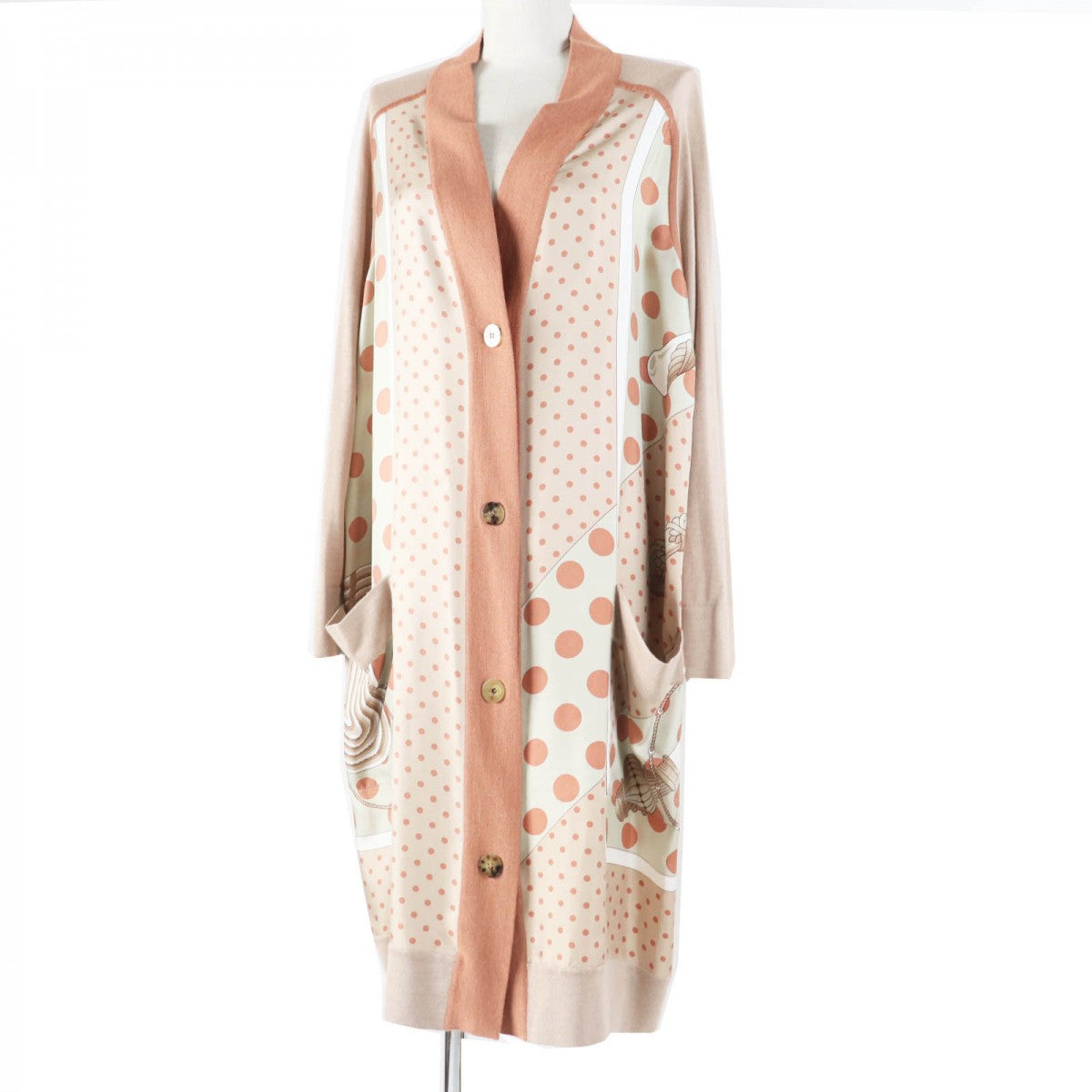 HERMES cardigan silk Multi Clic Clac a Pois clicclac 38