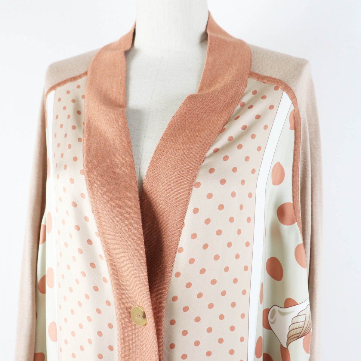 HERMES cardigan silk Multi Clic Clac a Pois clicclac 38