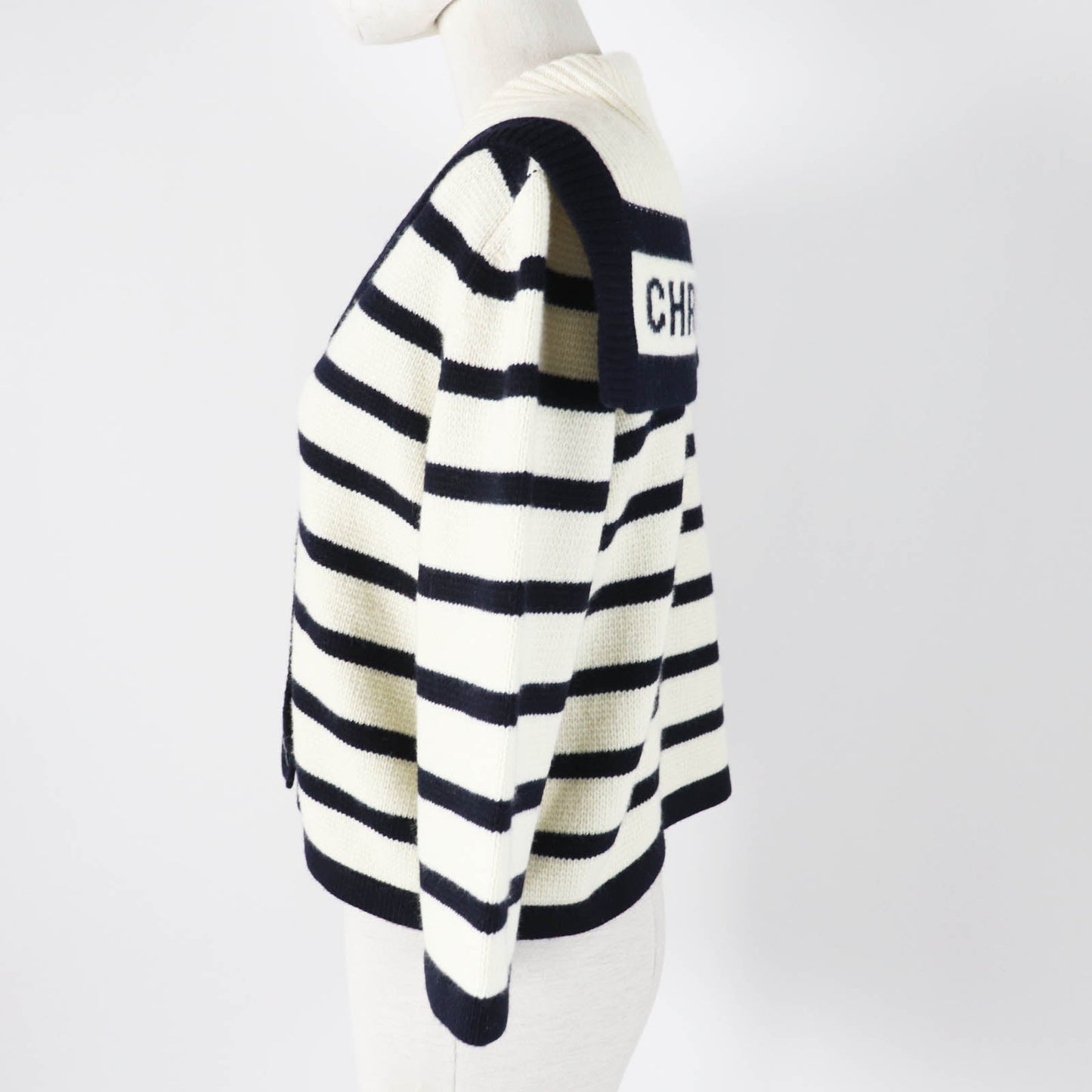 Christian Dior cardigan 224G02AM309 Main: 70% wool, Main: 30% cashmere Ivory Dark Navy Marinier Women 44