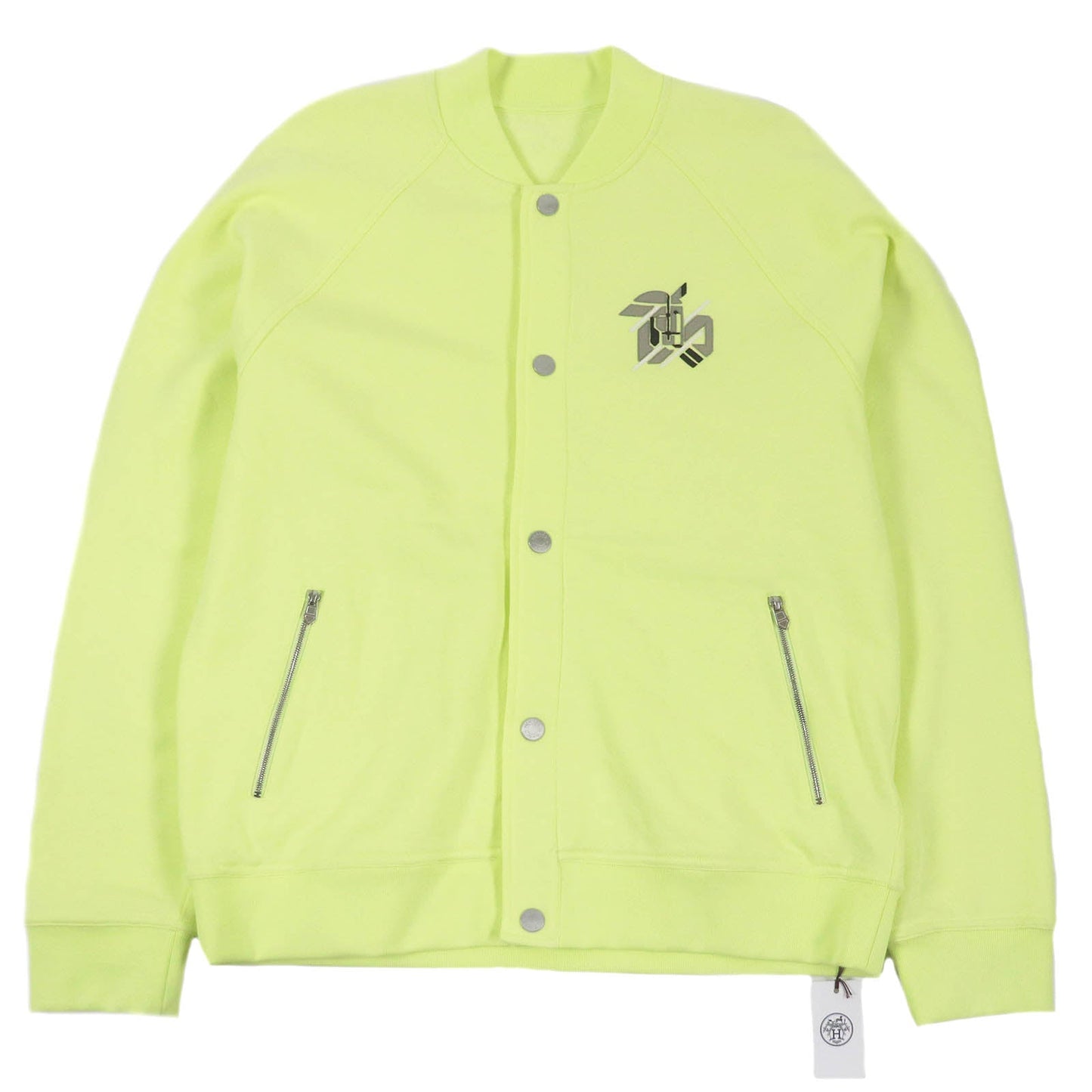 HERMES Blouson Main: 100% cotton, Part: 90% cotton, Part: 10% polyurethane, Leather part: sheepskin Light green Chevaux en Symetrie mens