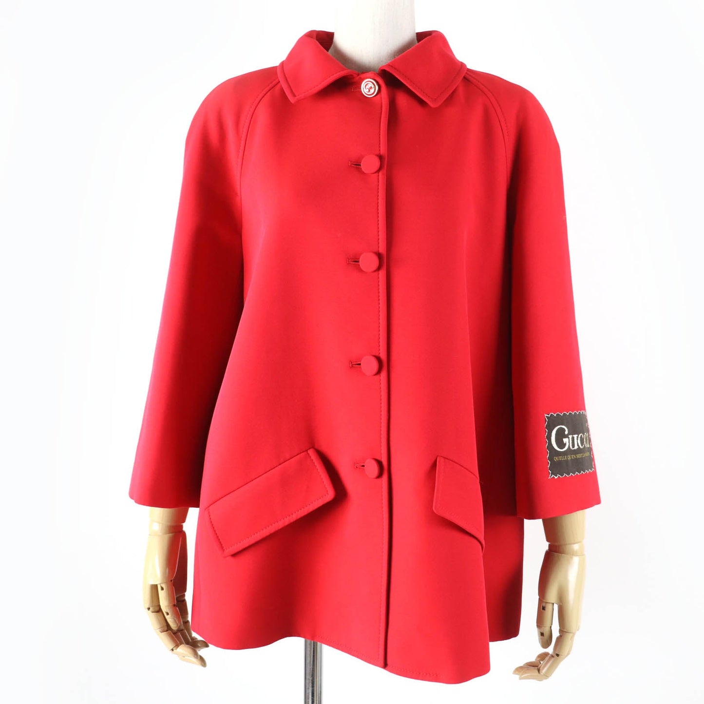 GUCCI Jacket 619359 Main: 54% silk, Main: 46% wool, Part: 100% polyester, Lining: 100% rayon Red Women 40
