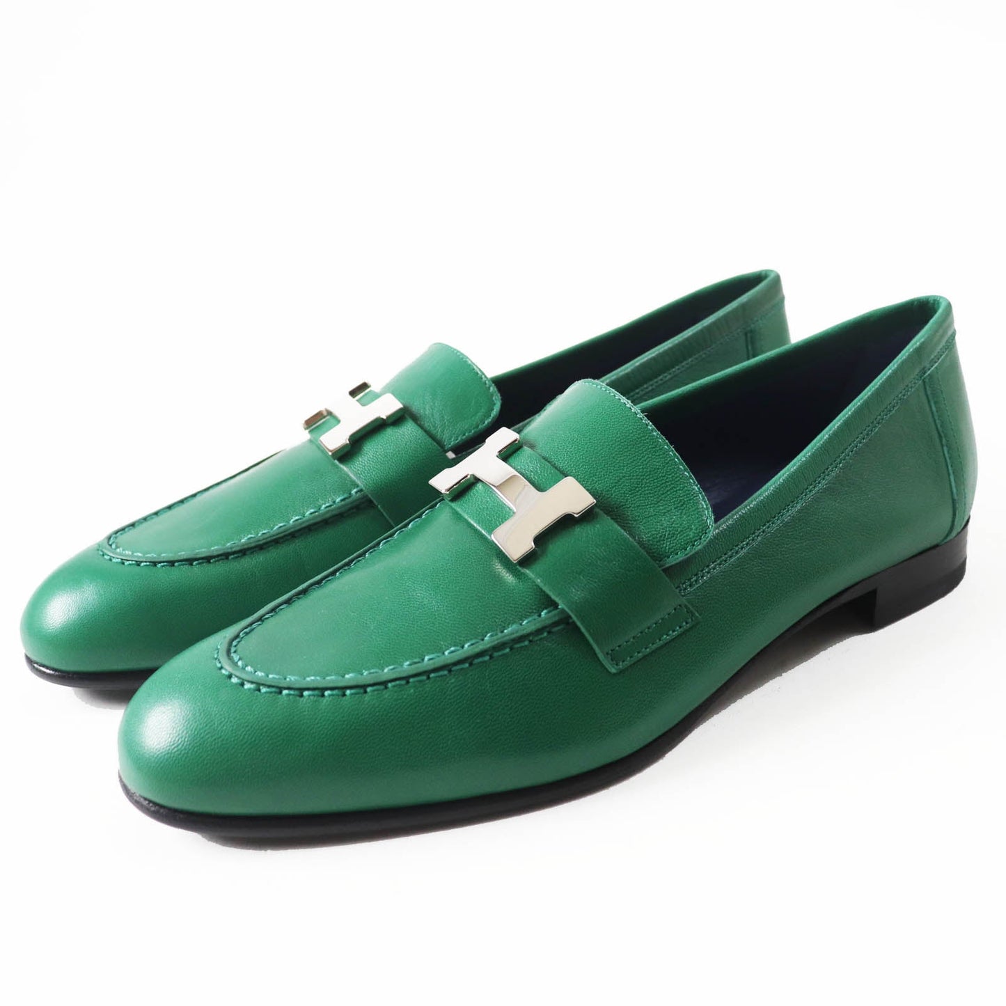 HERMES loafers Main: Leather green moccasins paris Women 37