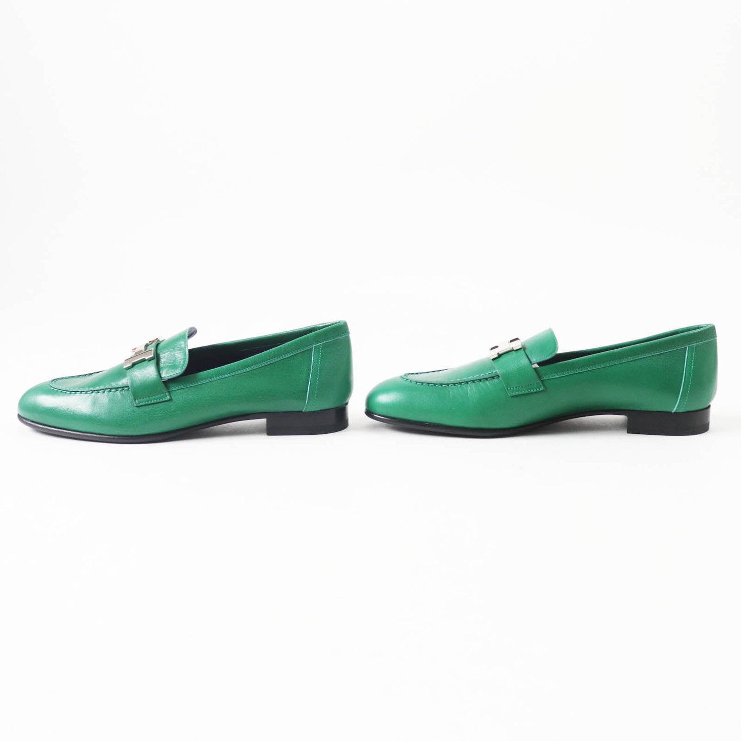 HERMES loafers Main: Leather green moccasins paris Women 37
