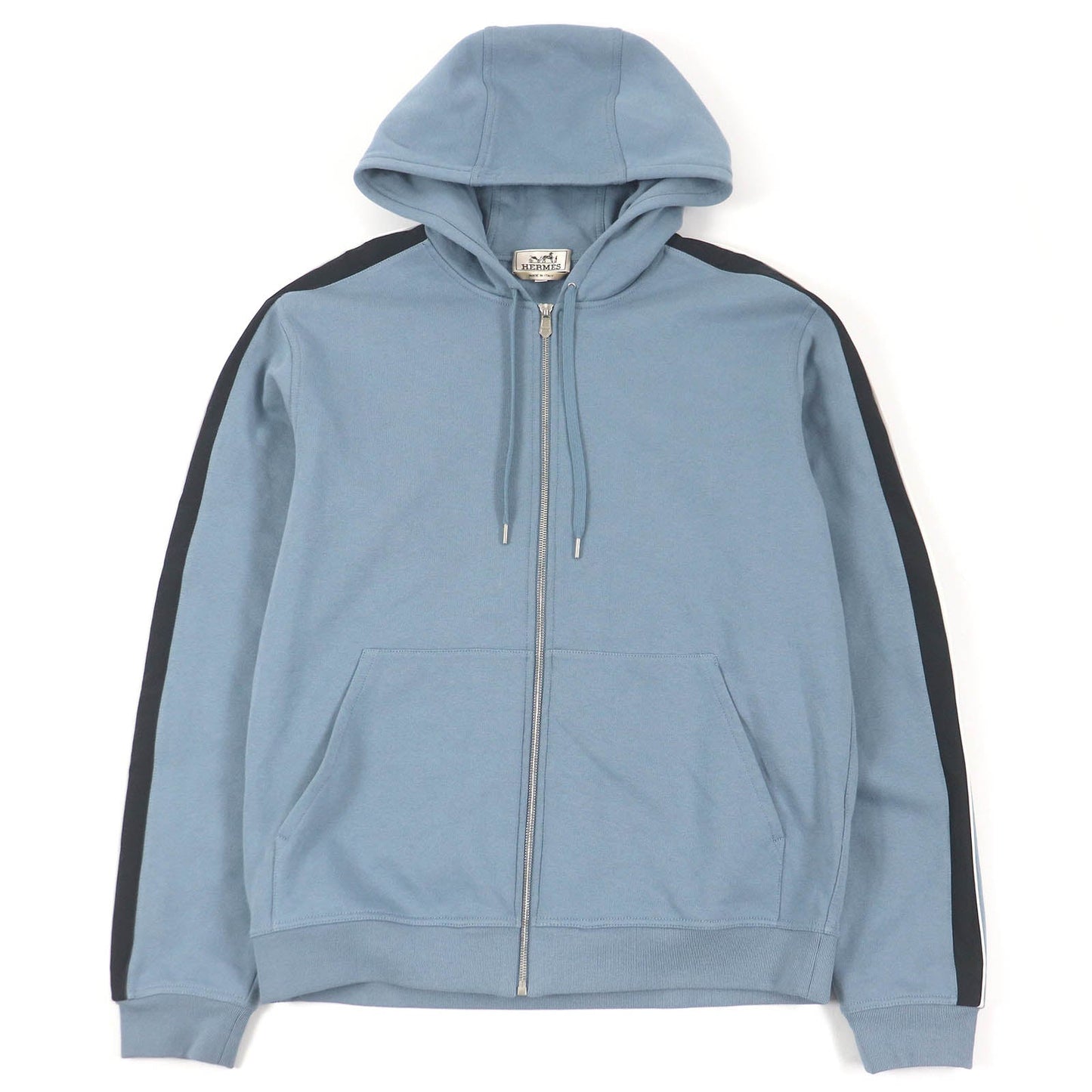HERMES Hoodie Main: 100% cotton, part: 90% cotton, part: 10% polyurethane, part: 80% nylon, part: 20% polyurethane blue Run H mens L