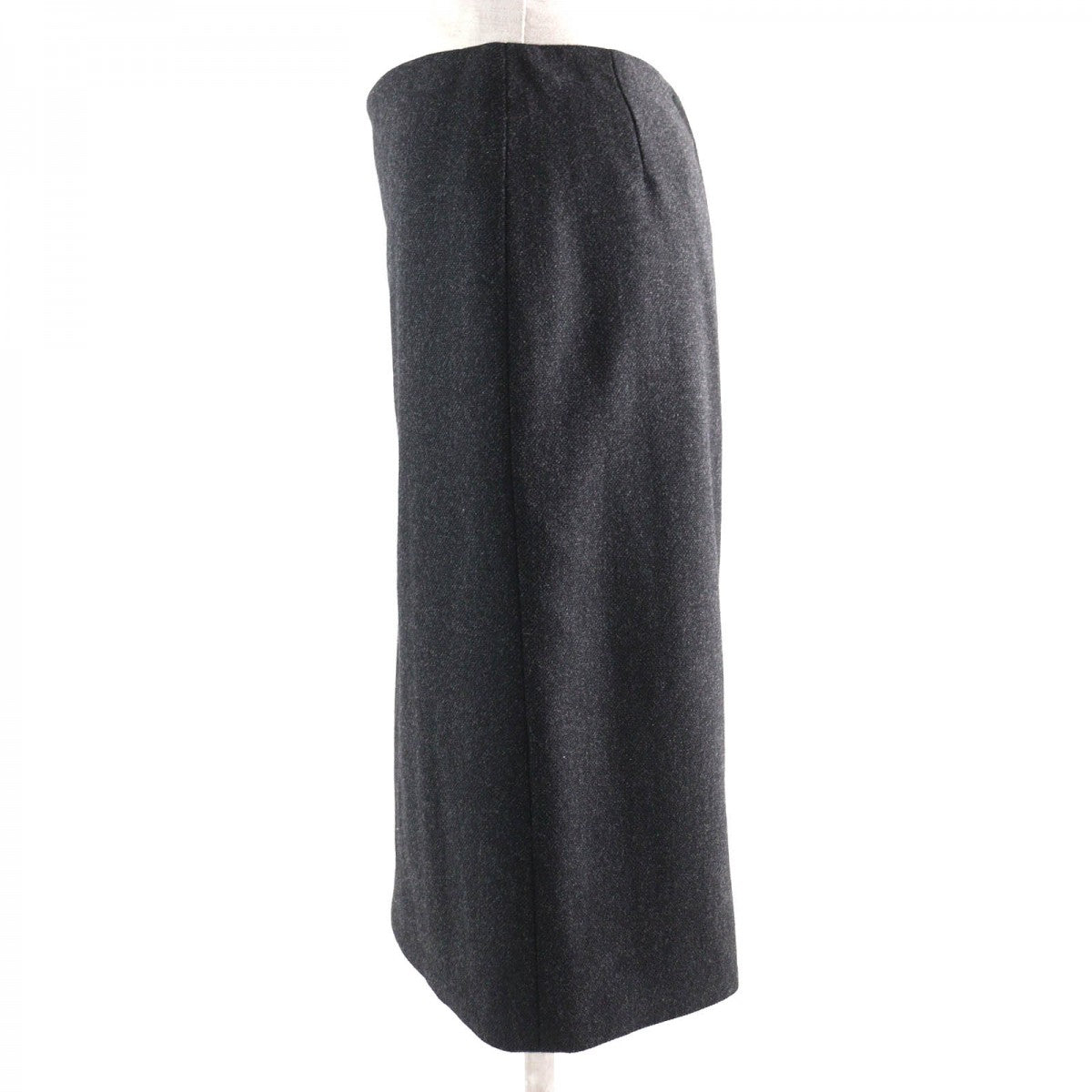 HERMES Tight Skirt Outer: 85% wool, Outer: 15% cashmere, Leather: cowhide, Lining: 100% silk Dark gray Women 36