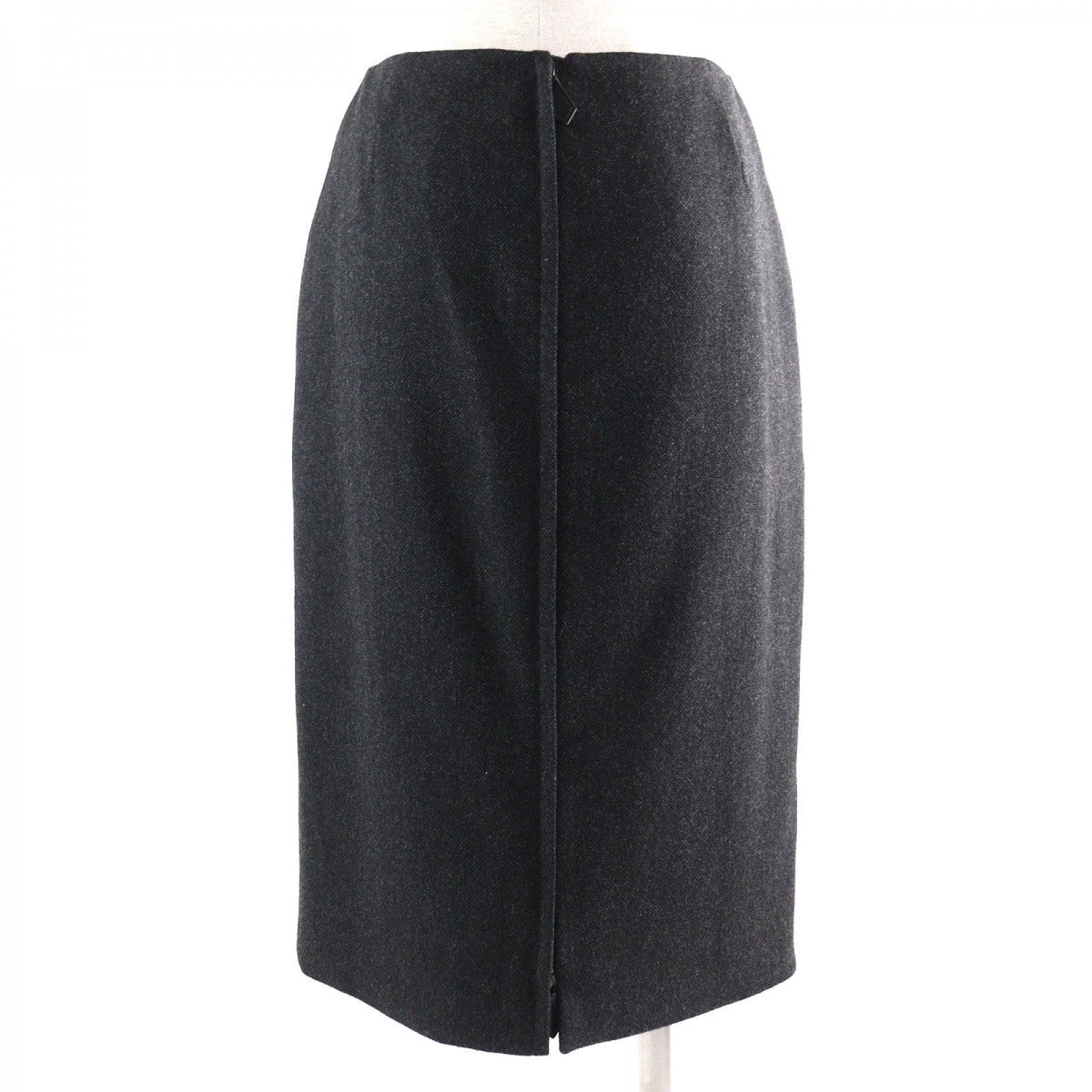 HERMES Tight Skirt Outer: 85% wool, Outer: 15% cashmere, Leather: cowhide, Lining: 100% silk Dark gray Women 36