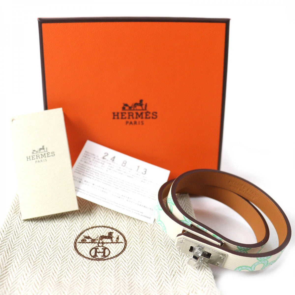 HERMES bracelet Main: Vaux Swift Green Ivory Mini kelly Doubletour Lucky Daisy Women