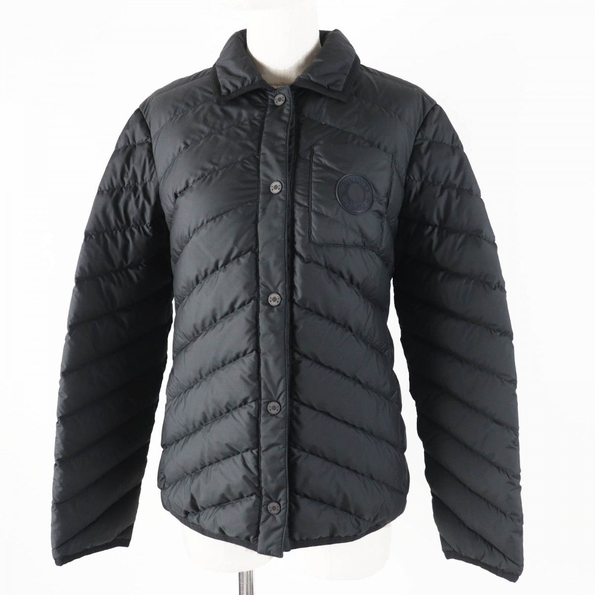 HERMES Down jacket 3H0185DA Outer: 100% polyester, Lining: 100% polyester, Part: 64% cotton, Part: 36% viscose (rayon), Filling: 90% down black Women 38