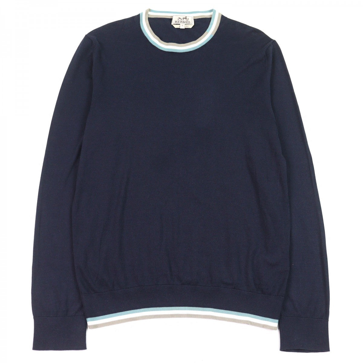 HERMES knit Main: 100% cotton Navy type mens S
