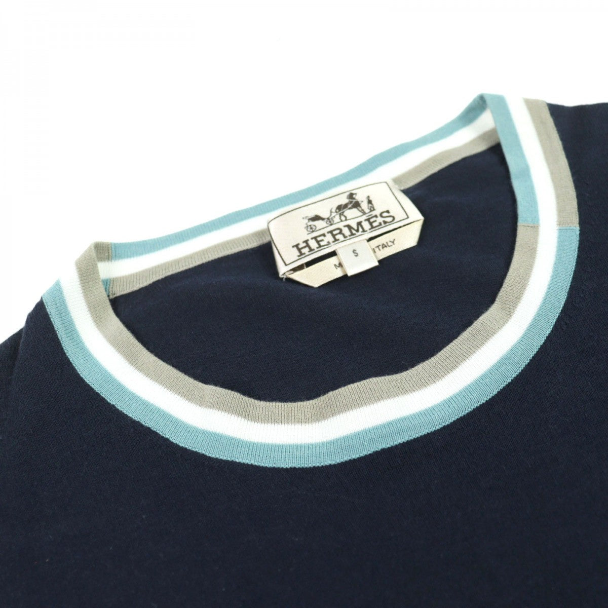 HERMES knit Main: 100% cotton Navy type mens S
