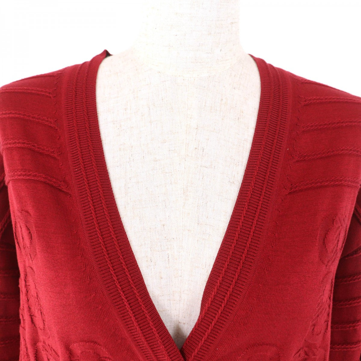 HERMES cardigan 3E2706D3 Main: 57% silk, Main: 43% cotton, Part: 55% silk, Part: 41% cotton, Part: 3% nylon Bordeaux Women 36