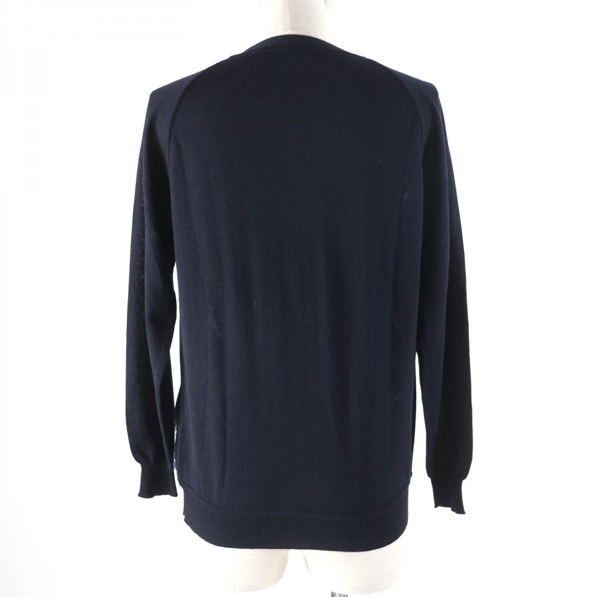 HERMES knit Main: 100% wool, Part: 100% silk Navy Eperon d'or Tellier Golden Spur Women 36