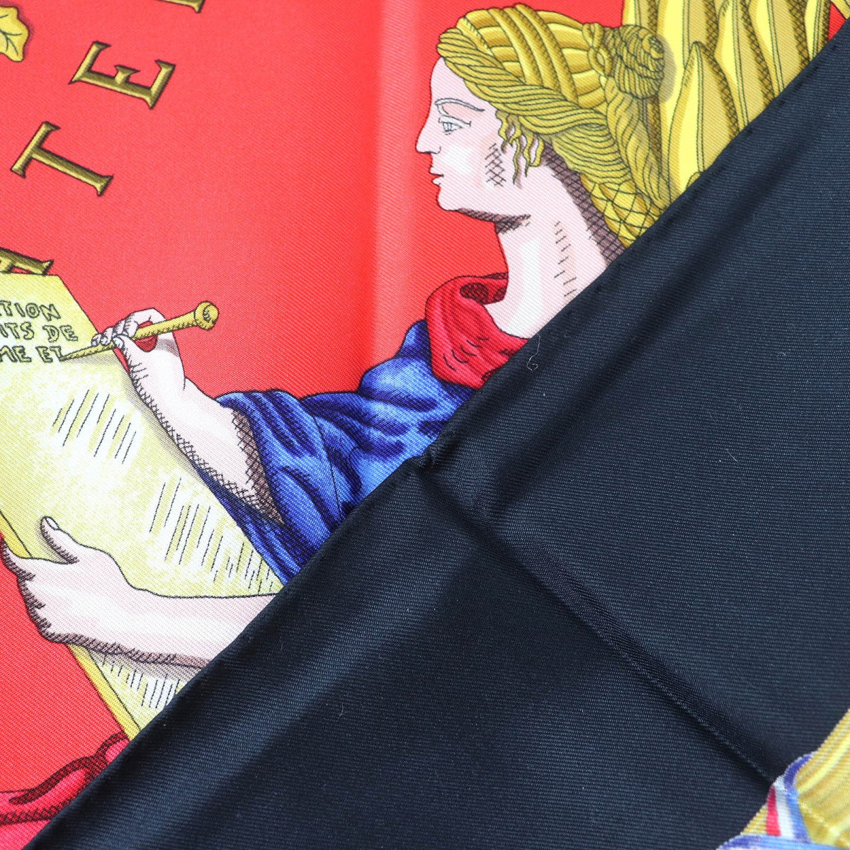 HERMES scarf Main: 100% silk black red multicolor 1789 LIBERTE EGALITE FRATERNITE REPUBLIQUE FRANCAISE 1789 Commemorating the French Revolution Women