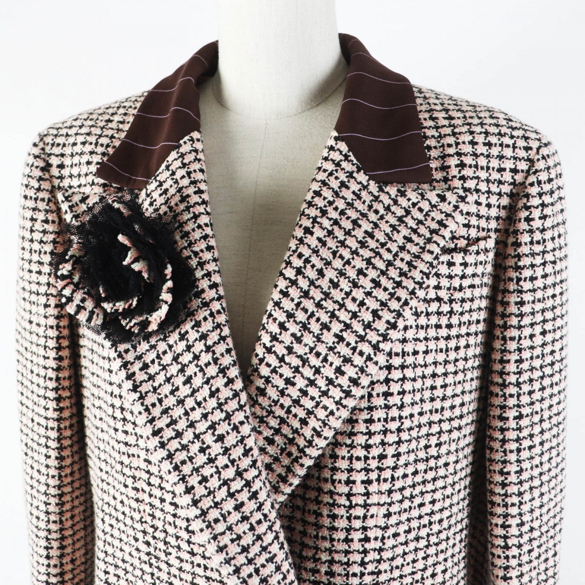 CHANEL Jacket P19033 02P Outer: 100% cotton, Part: 98% rayon, Part: 2% polyester, Lining: 100% silk pink black white Women 42