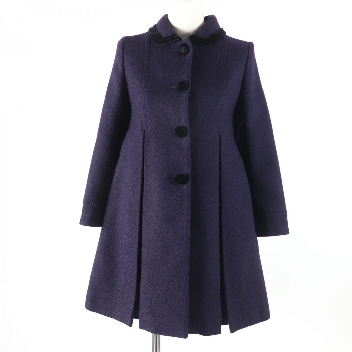 GUCCI A line coat 633152 Main: 80% wool, Main: 20% mohair, Main: 98% cotton, Main: 2% polyurethane, Lining: 100% rayon Purple type Women 36