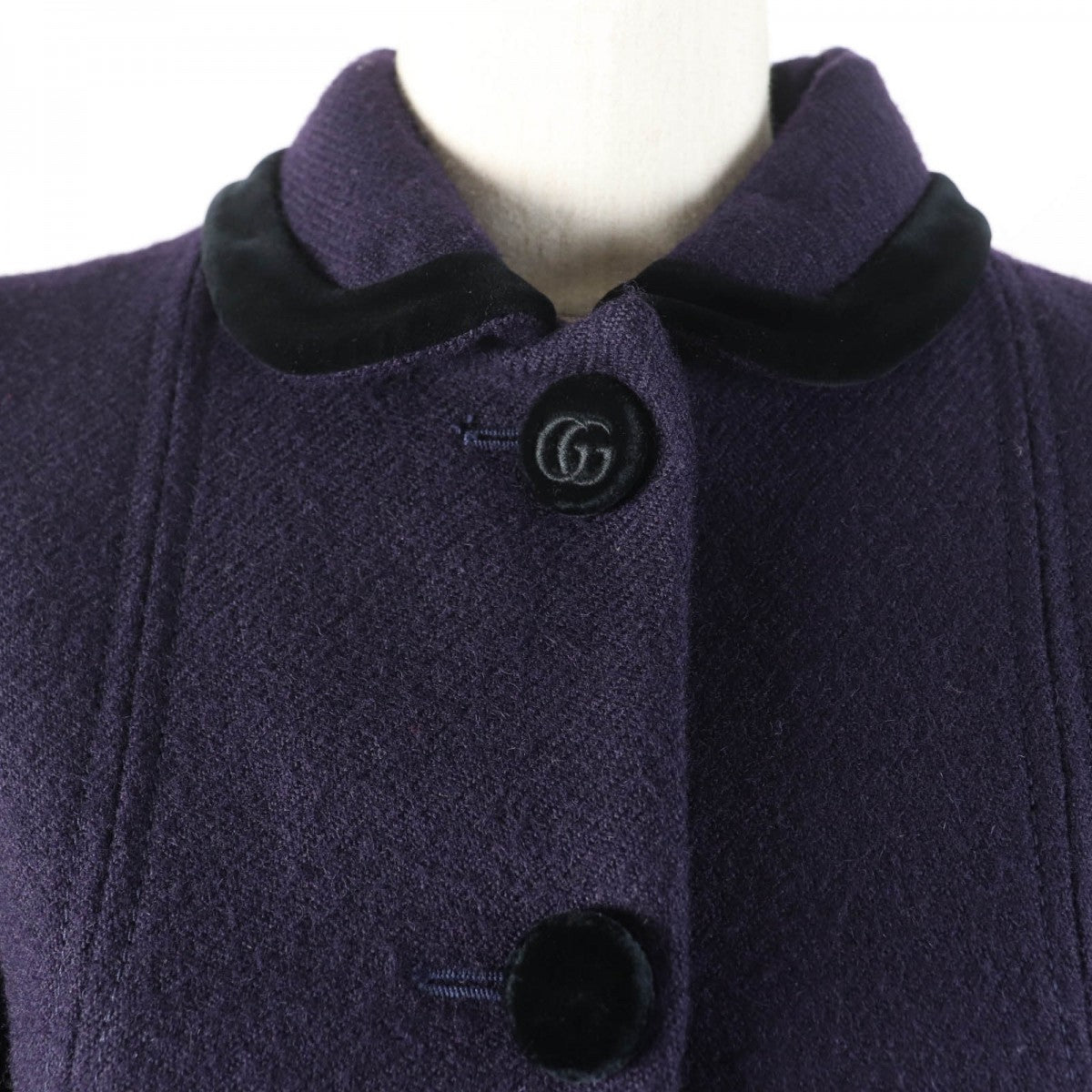 GUCCI A line coat 633152 Main: 80% wool, Main: 20% mohair, Main: 98% cotton, Main: 2% polyurethane, Lining: 100% rayon Purple type Women 36