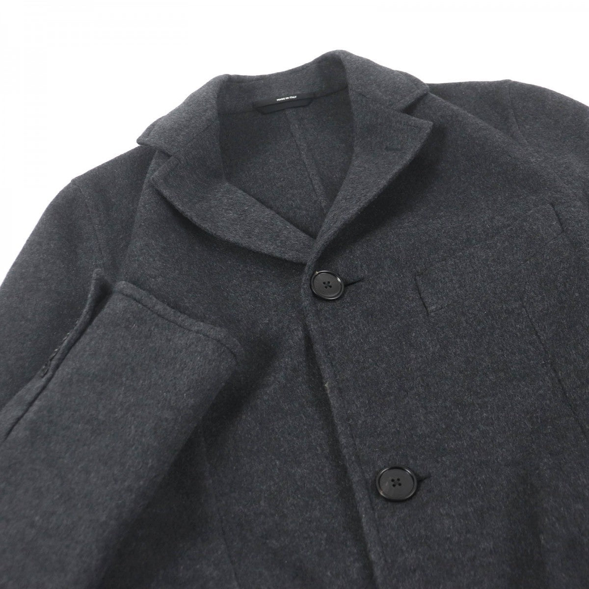 HERMES coat Main: 100% cashmere, part: 100% cotton, part: lamb leather Charbon MANTEAU LIVERPOOL DOUBLE mens 48