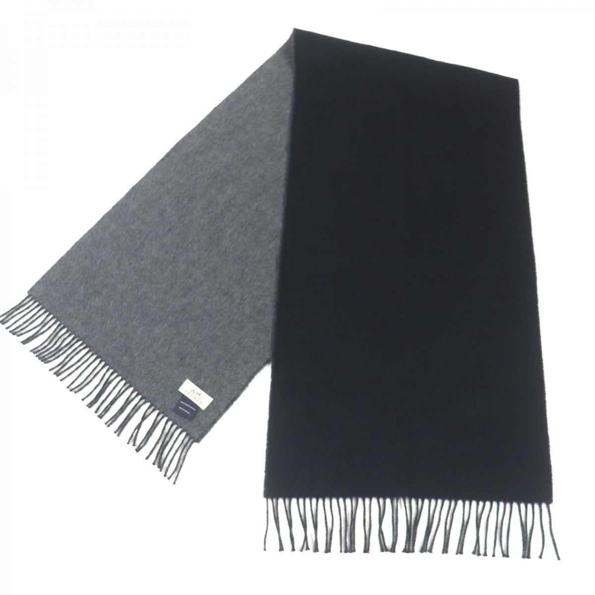 HERMES Scarf Main: 100% cashmere Black Grey mens
