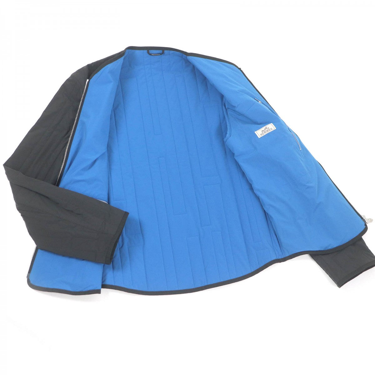 HERMES Jacket Main: 80% nylon, Main: 20% polyurethane, Part: 100% cotton, Filling: 100% polyester Charcoal Blue mens 46