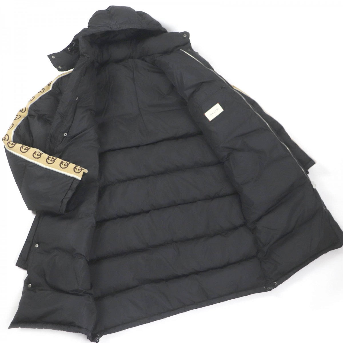 GUCCI down coat 603569 Main: 100% nylon, Filling: 90% down, Filling: 10% feather, Part: 100% wool, Part: 100% nylon black mens 50