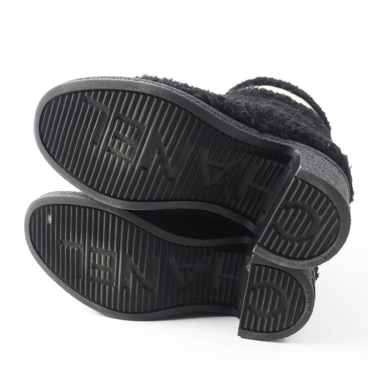CHANEL short boots G34080 Main: Mouton, Part: Leather Black White Women 35