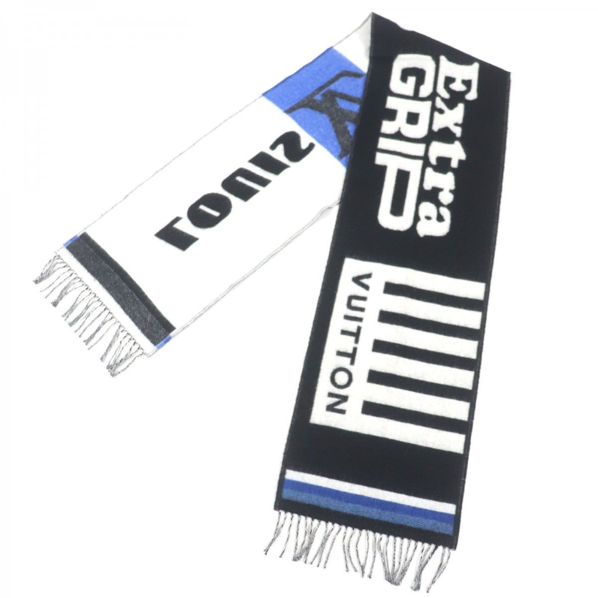 LOUIS VUITTON Scarf M73439 Main: 90% wool, Main: 10% cashmere Black white blue Ethalp LV Forward mens