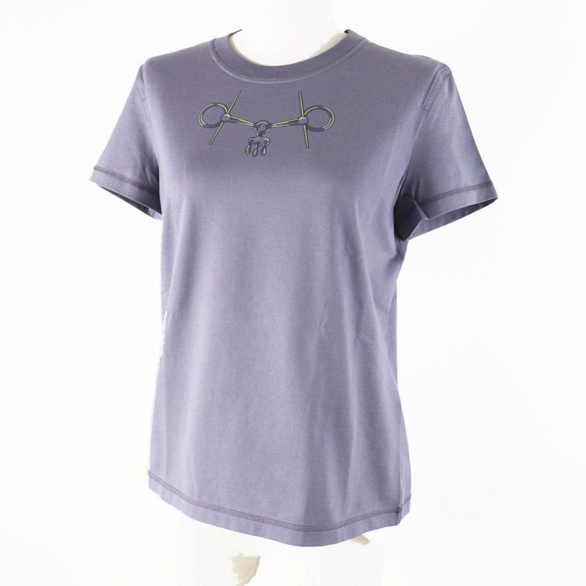 HERMES Short sleeve T-shirt 4H4643DA Main: 100% cotton, part: 98% cotton, part: 2% polyurethane Gris Nuage Cartouche Mall Women 36