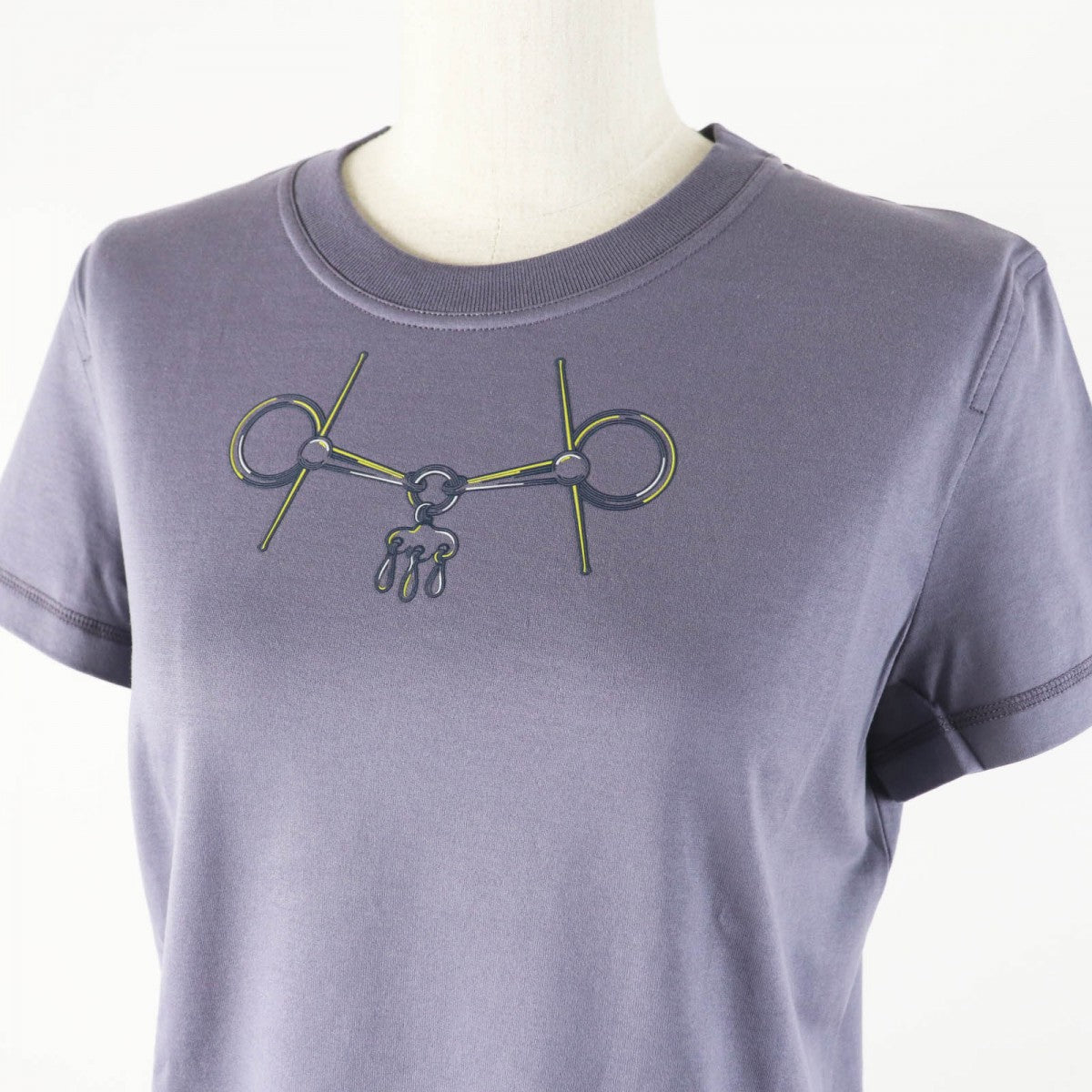 HERMES Short sleeve T-shirt 4H4643DA Main: 100% cotton, part: 98% cotton, part: 2% polyurethane Gris Nuage Cartouche Mall Women 36