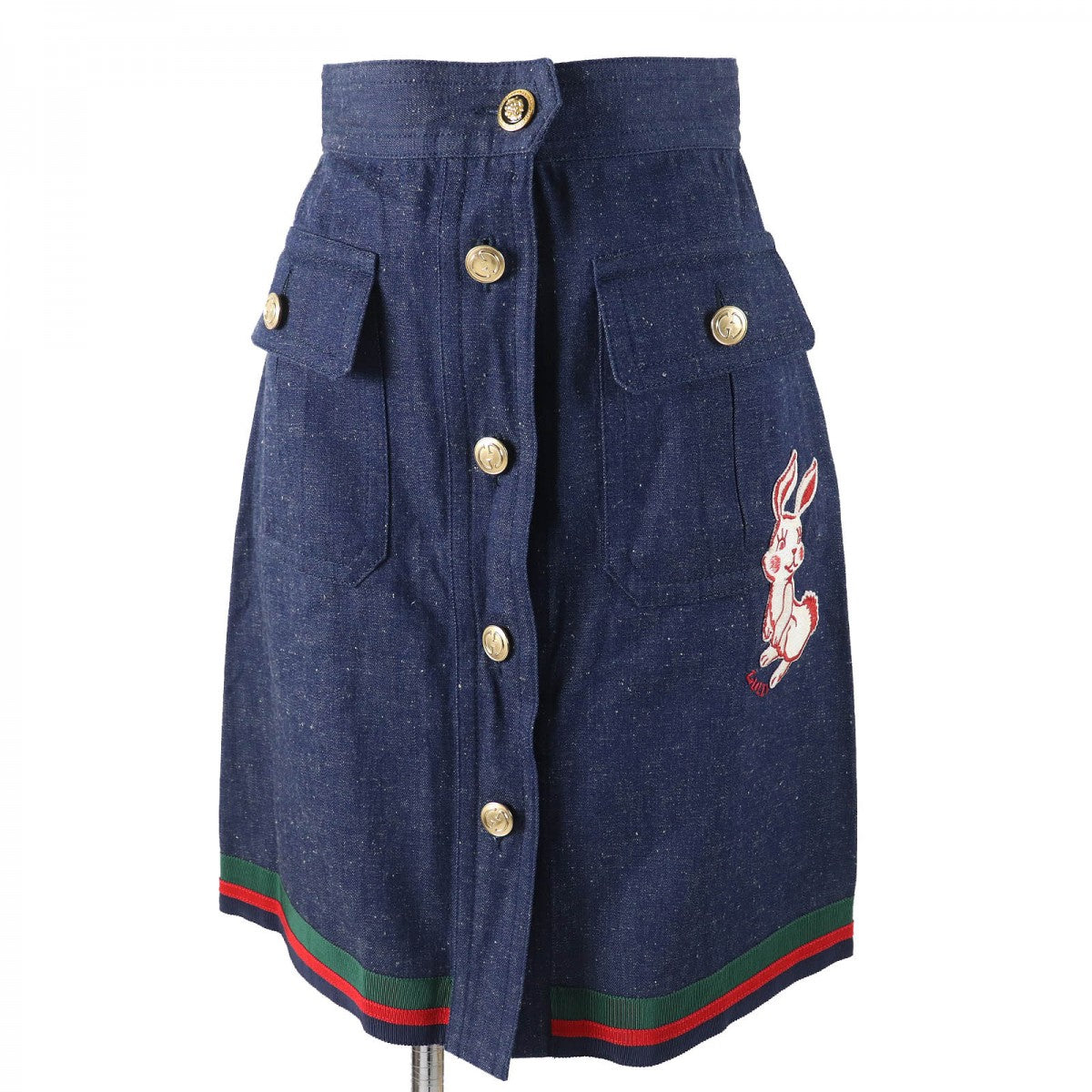 GUCCI skirt 521009 Outer: 100% cotton, some parts: 50% cotton, some parts: 50% rayon, some parts: 100% polyester Indigo blue Women 38