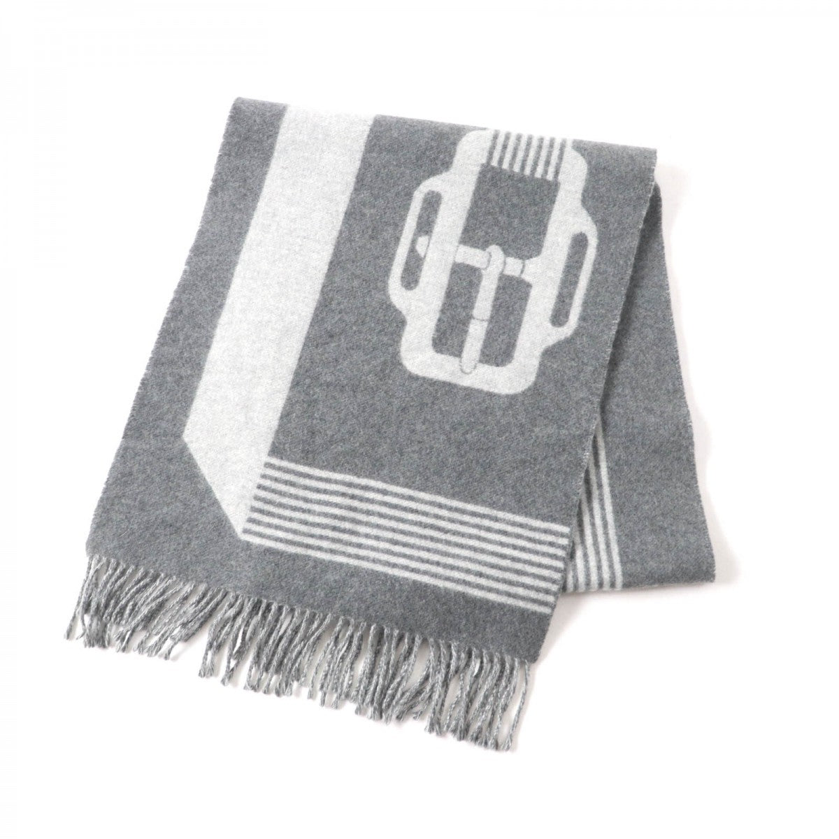 HERMES Scarf Main: 100% cashmere Antogracito / Gris Claire Sangle a Bookle Women