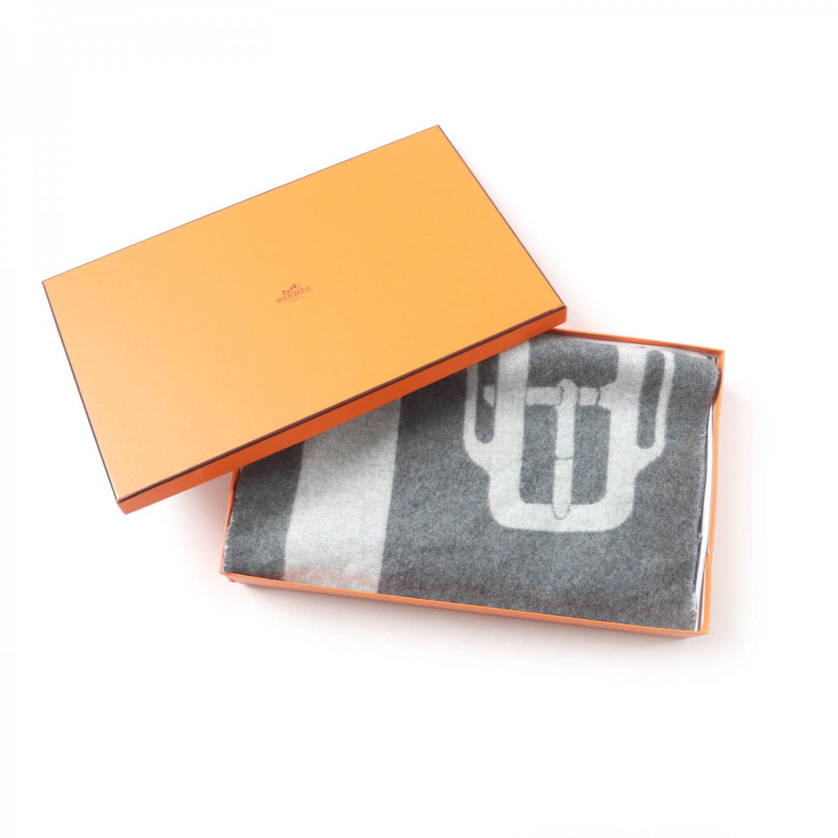 HERMES Scarf Main: 100% cashmere Antogracito / Gris Claire Sangle a Bookle Women