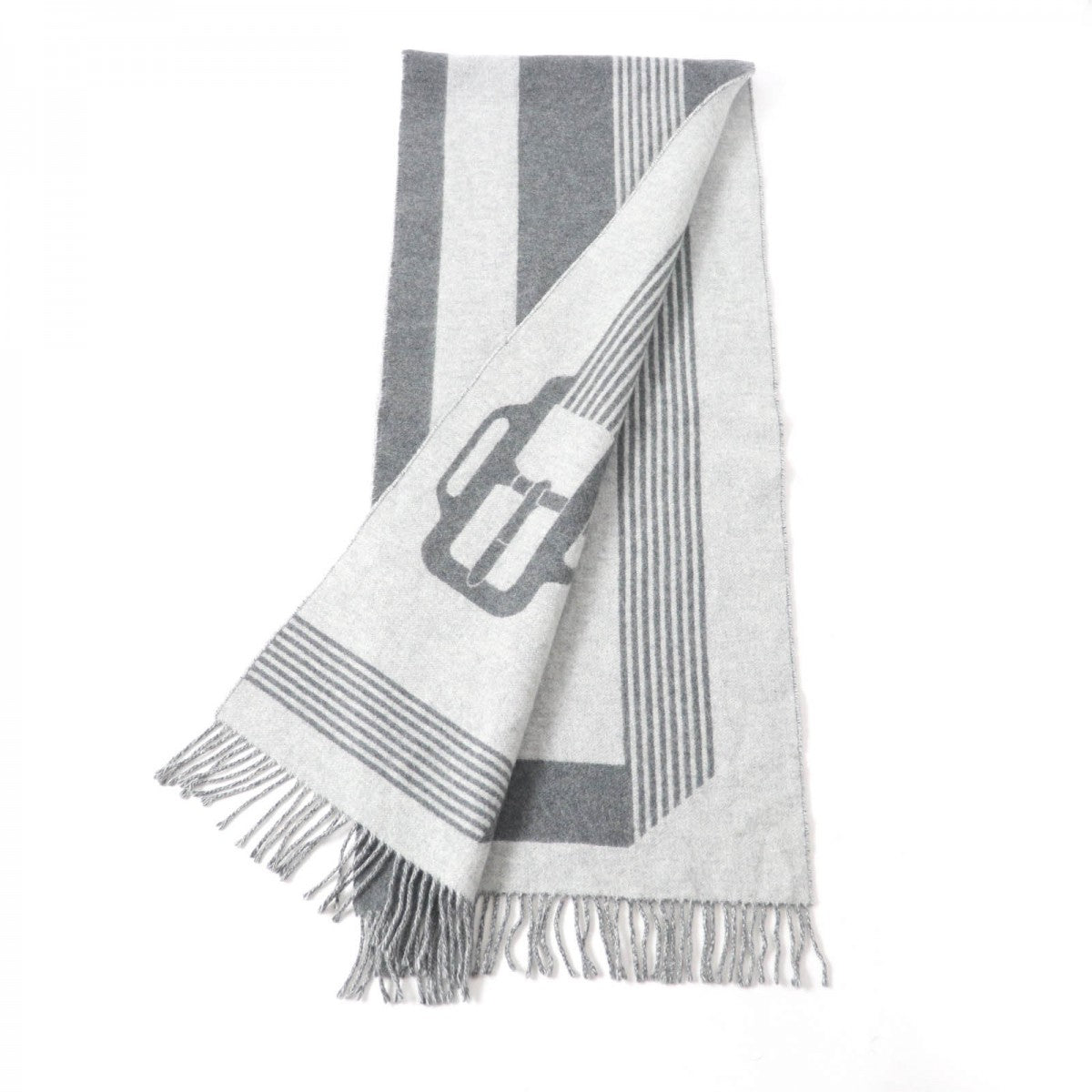 HERMES Scarf Main: 100% cashmere Antogracito / Gris Claire Sangle a Bookle Women