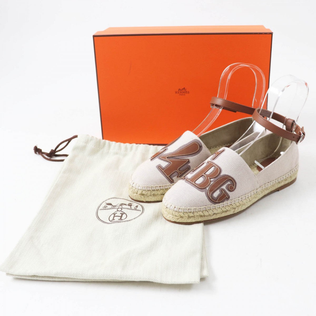 HERMES Slip-on Main: Toile H, Part: Calf leather NOISETTE GOLD Indirizzo Women 37