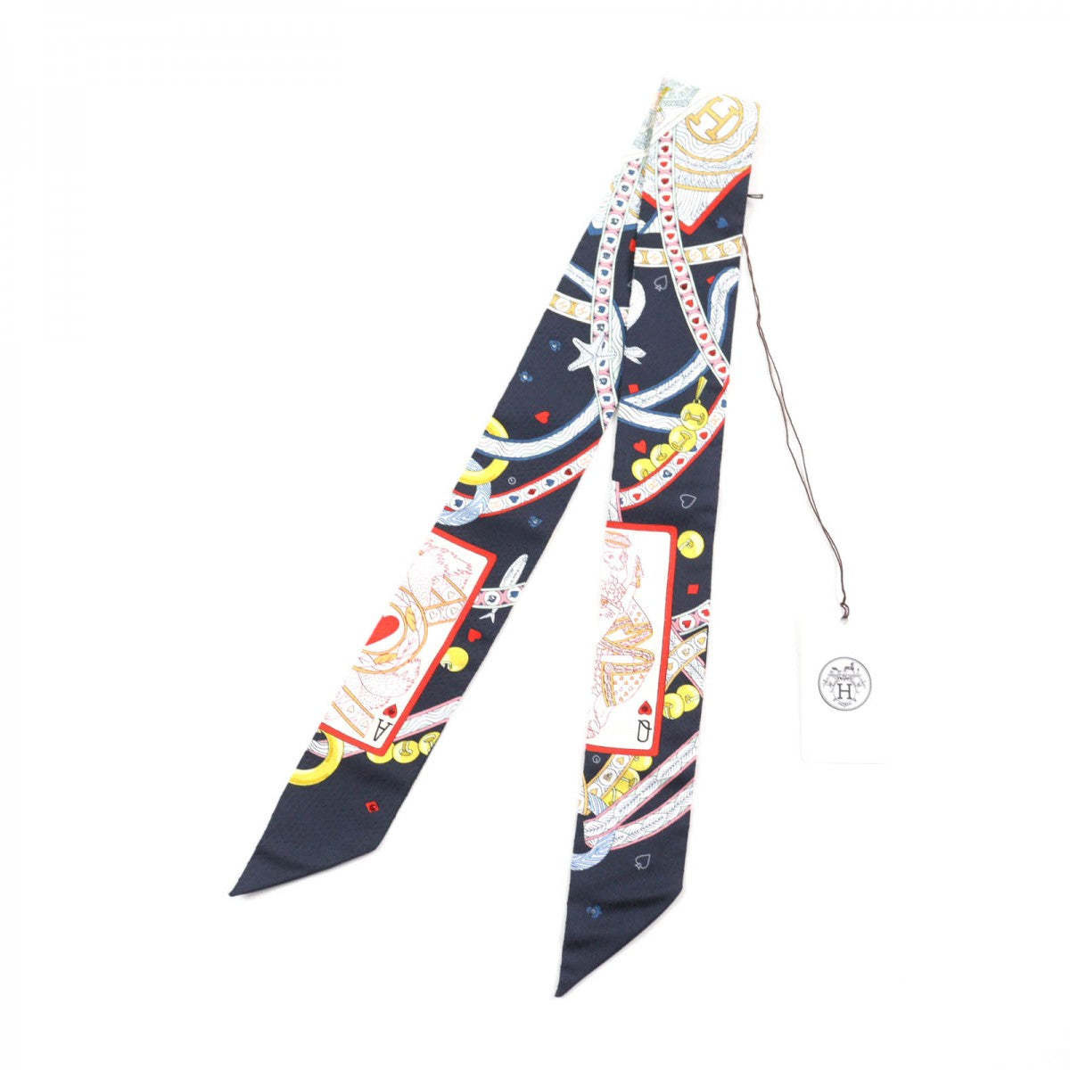 HERMES scarf Main: 100% silk Navy type PIQUE DAME DE COEUR Queen of Hearts Women