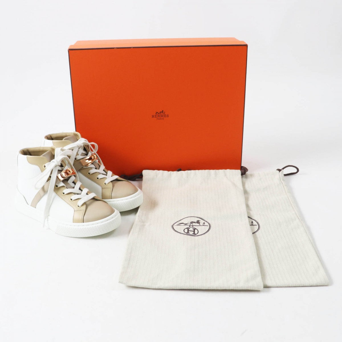 HERMES High cut sneakers Main: Leather White beige Daydream Women 35.5