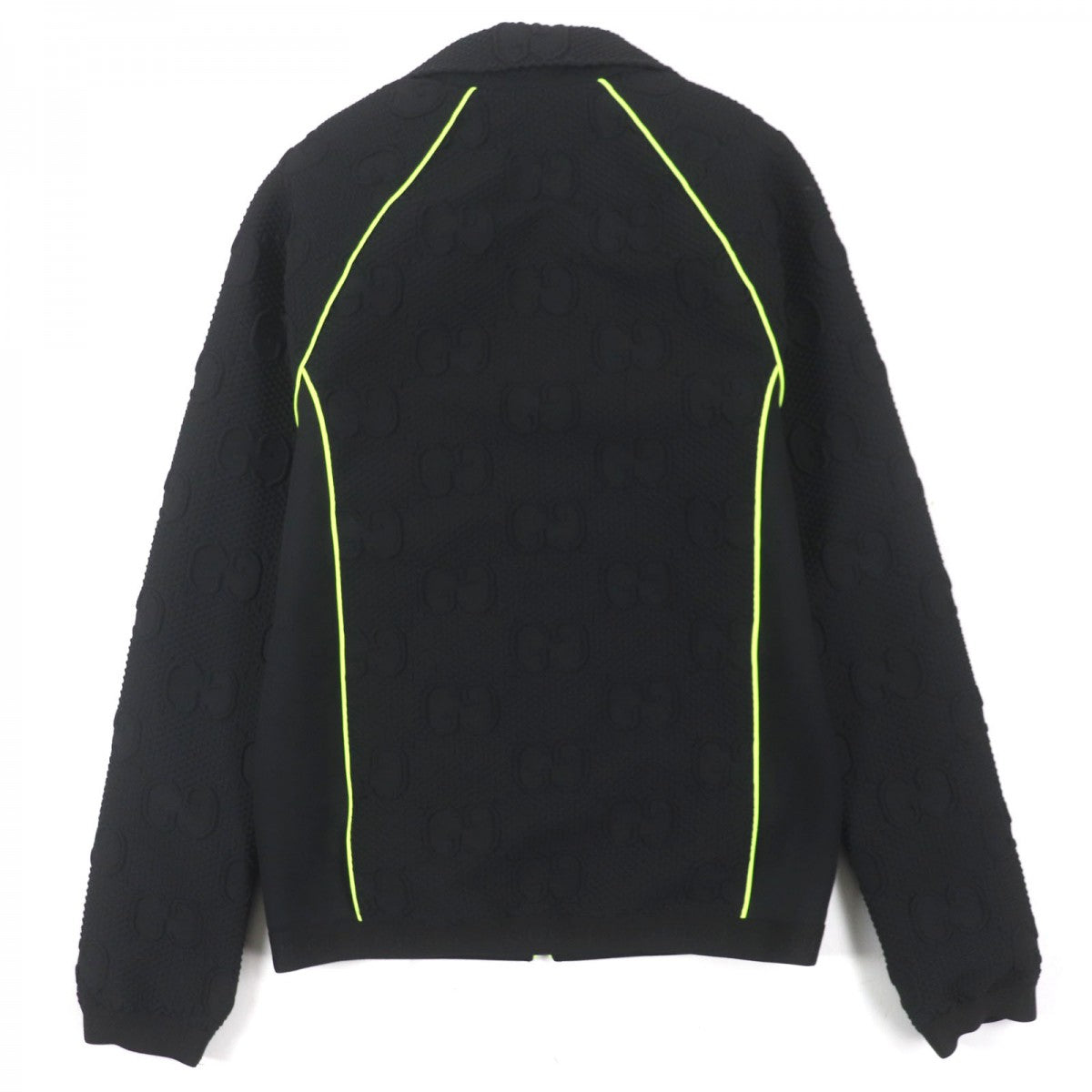 GUCCI Track jacket 724491 Outer material: 73% polyester, Outer material: 23% nylon, Outer material: 4% polyurethane, Part: 90% polyester, Part: 10% polyurethane Black Lime mens S
