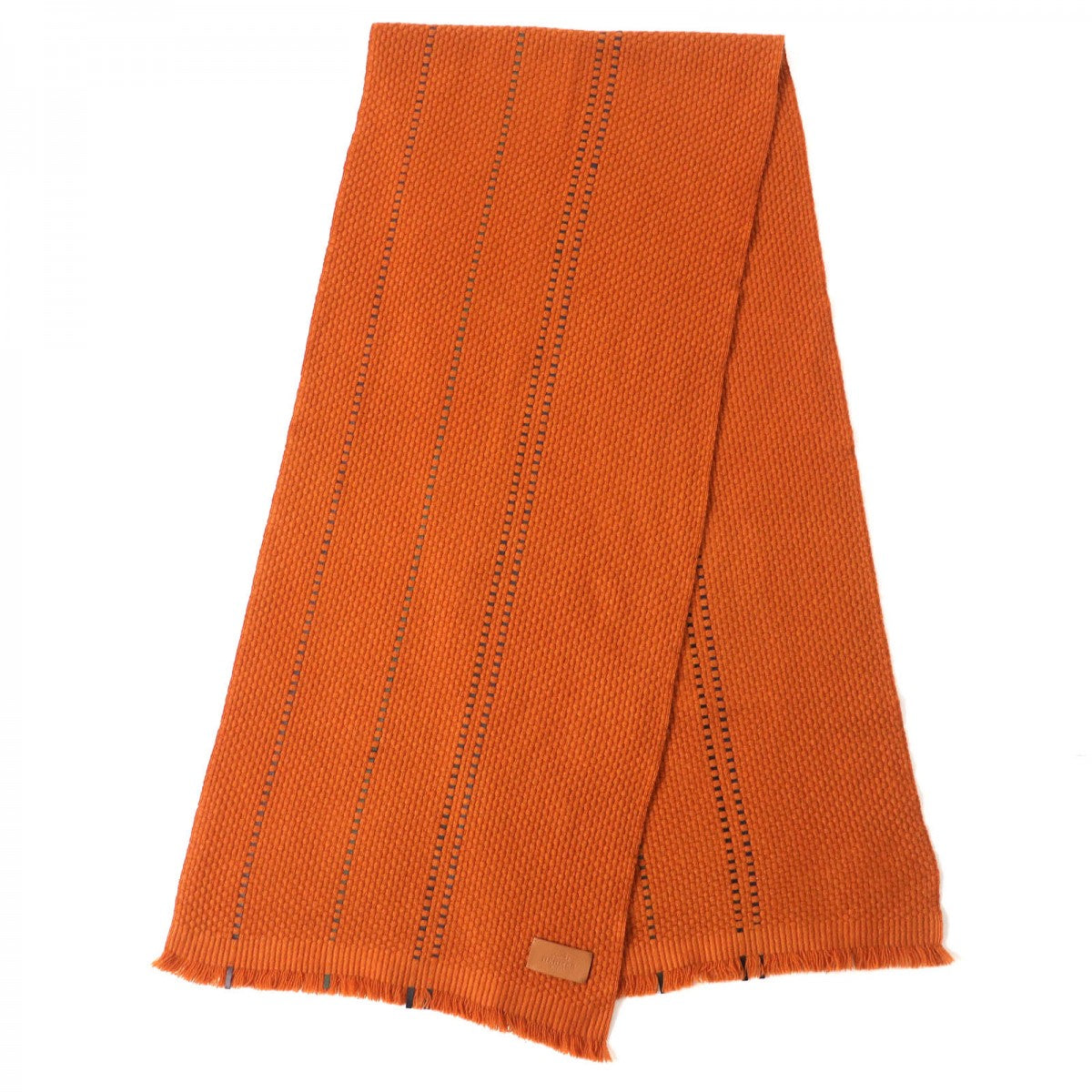 HERMES Scarf Main: 100% cashmere, part: sheep leather Brown Women