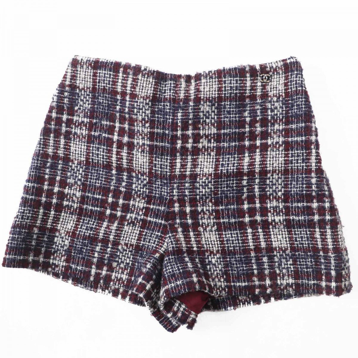 CHANEL Shorts P73601 Main: 96% wool, Main: 4% polyamide, Lining: 100% silk Navy Bordeaux White Women 36