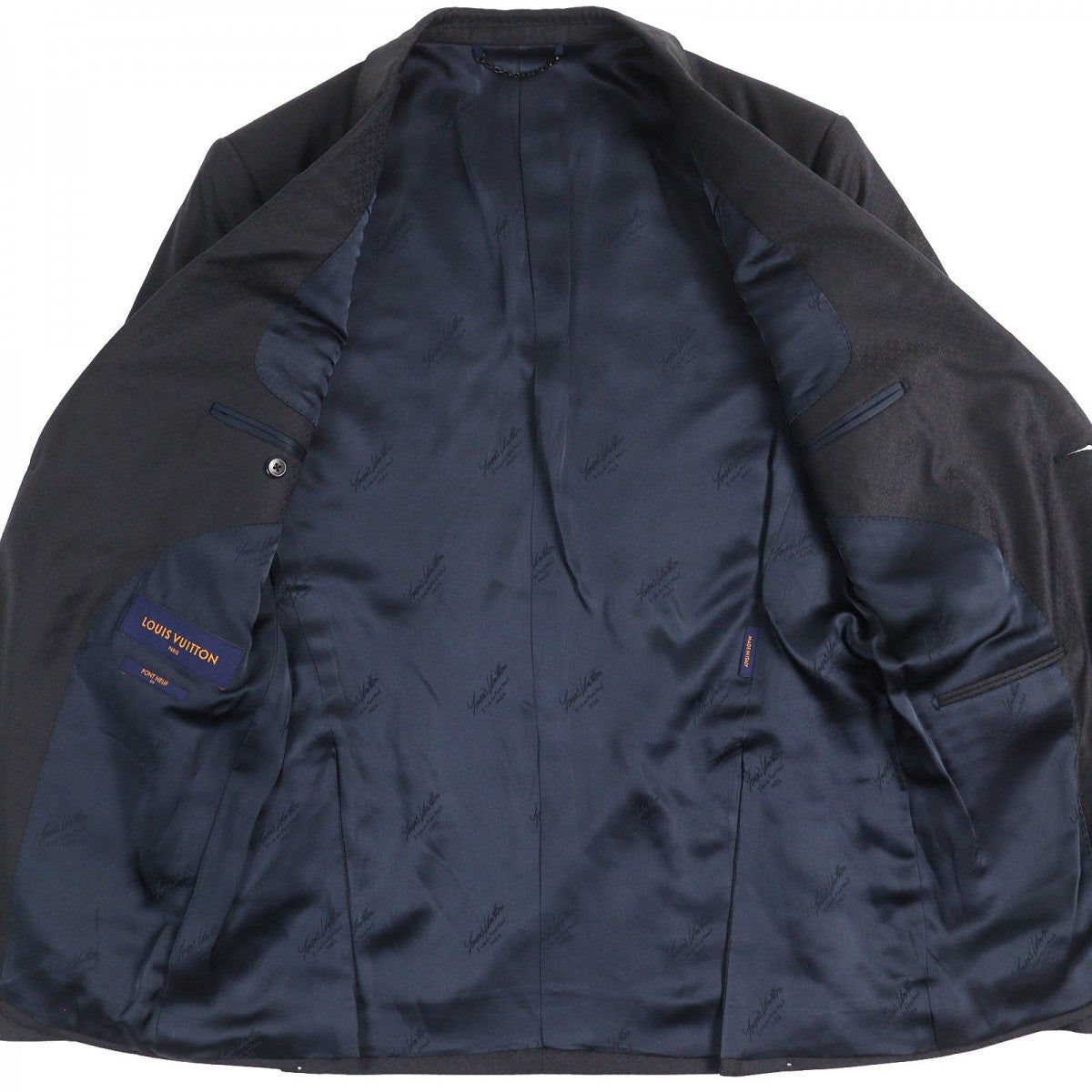 LOUIS VUITTON tailored jacket HOFJ8W Outer: 100% wool, Lining: 29% acetate, Lining: 26% rayon, Lining: 18% cupra, Lining: 14% polyester Dark navy mens 48
