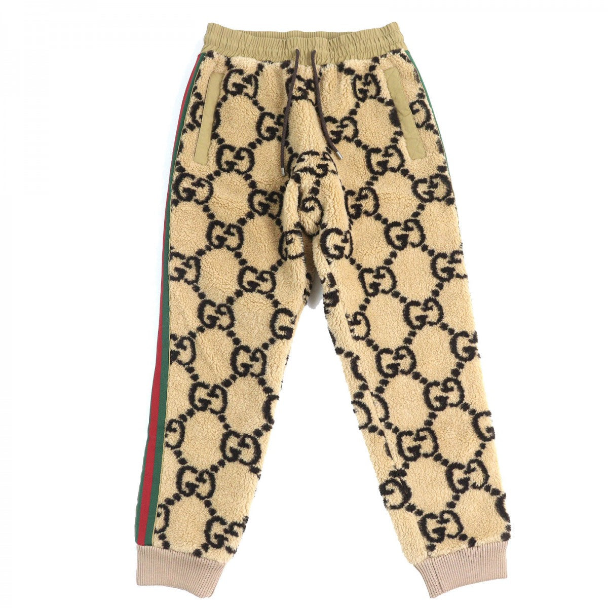 GUCCI Pants 715233 Main: 80% wool, Main: 20% polyester, Main: 100% nylon, Part: 94% wool, Part: 5% nylon, Lining (pocket): 100% cotton Beige / Ebony mens M